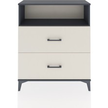 Arges Şifonyer Tek Raflı 2 Çekmeceli 88X30X106 Antrasit-Aytaşı