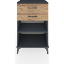 Hyperion Komodin Tek Raflı 2 Çekmeceli 60X44X96 Antrasit-Çam