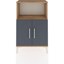 Arges Komodin 2 Raflı 2 Kapaklı 60X30X96 Çam-Antrasit