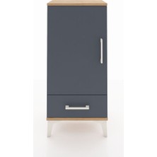 Arges Komodin 3 Raflı Tek Çekmeceli Tek Kapaklı 44X30X96 Çam-Antrasit