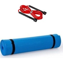 2'li Pilates ve Yoga Seti 7mm Mavi Plates & Yoga Minderi, Mat'ı Atlama Ipi