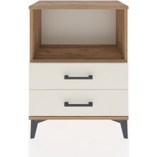 Arges Komodin Tek Raflı 2 Çekmeceli 60X30X80 Çam-Aytaşı
