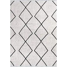 Aren Halı Mandas Geometrik Gri Akrilik Kaydırmaz Taban Makine Halısı
