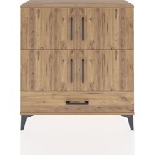 Arges Şifonyer 4 Raflı Tek Çekmeceli 4 Kapaklı 88X30X96 Çam-Çam