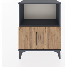 Arges Komodin 2 Raflı 2 Kapaklı 60X30X80 Antrasit-Çam