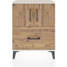 Arges Komodin 2 Raflı Tek Çekmeceli 2 Kapaklı 60X30X80 Aytaşı-Çam