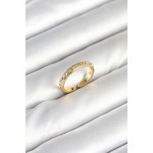 Pirinç Gold Renk Zirkon Taşlı Kadın Yüzük - EBJ251010W38155