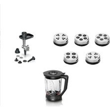 Bosch Mutfak Şefi MUMS6ZS00 -MUMSZ6ZS17 3 Lü Aksesuvar Seti Kıyma Aparatı- Makarna Diks -Cam Blender Aparatı