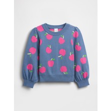 Gap Kız Bebek Mavi Puff-Sleeve Kazak Kısa Kol Yaka ile Şık ve Rahat Tasarım