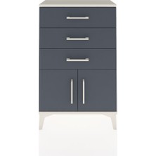 Arges Komodin 3 Çekmeceli 2 Kapaklı 60X30X96 Aytaşı-Antrasit