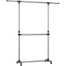 Elbise Askısı, Elbise Standı, Ayarlanabilir Elbise Askısı, Tekerlekli, Paslanmaz Çelik Kaplama Boru, LLR41L, (101-163) x 49 x (113-198) cm