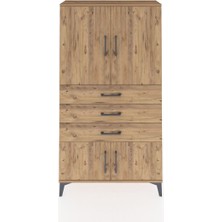 Arges Dolap 2 Raflı 3 Çekmeceli 4 Kapaklı 88X30X163 Çam-Çam
