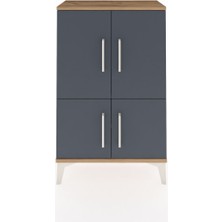 Arges Komodin 2 Raflı 4 Kapaklı 60X30X96 Çam-Antrasit