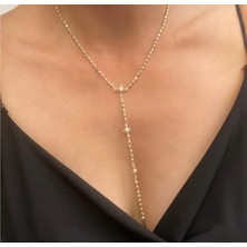 Yıldız Uçlu Gold Renk Y Kolye