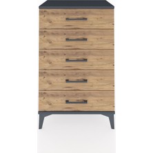 Hyperion Komodin 5 Çekmeceli 60X44X96 Antrasit-Çam