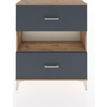 Arges Şifonyer Tek Raflı 2 Çekmeceli 88X30X106 Çam-Antrasit