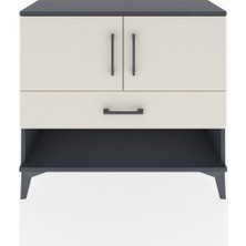 Arges Şifonyer 2 Raflı Tek Çekmeceli 2 Kapaklı 88X30X80 Antrasit-Aytaşı