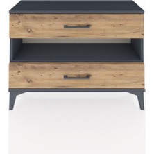 Arges Şifonyer Tek Raflı 2 Çekmeceli 88X30X64 Antrasit-Çam
