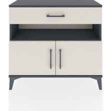 Arges Şifonyer 2 Raflı Tek Çekmeceli 2 Kapaklı 88X30X80 Antrasit-Aytaşı