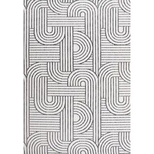 Aren Halı Deruta Geometrik Beyaz Polyester ve Pamuk Sisal Makine Halısı