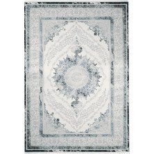 Aren Halı Landes Çerçeveli Mavi Polyester Makine Halısı