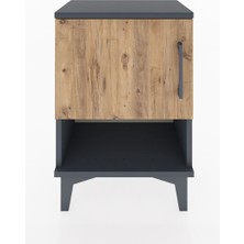 Arges Komodin 2 Raflı Tek Kapaklı 44X30X64 Antrasit-Çam