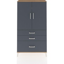 Arges Dolap 3 Raflı 3 Çekmeceli 2 Kapaklı 88X30X163 Çam-Antrasit