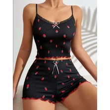 Adora Lingerie Kadın Şortlu Gecelik 2’li Takım Siyah