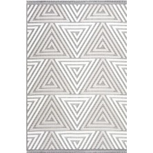 Aren Halı Dozza Geometrik Bej Iskandinav Desenli Polyester Makine Halısı