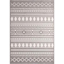 Aren Halı Sasso Geometrik Gri Iskandinav Desenli Polyester Makine Halısı