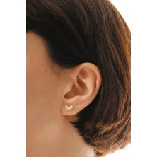 Gümüş Altın Yaldızlı Markız Kesim Zirkon Taşlı Buz Çiçeği Küpe SGTL12838GOLD