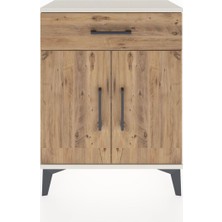 Arges Komodin Tek Raflı Tek Çekmeceli 2 Kapaklı 60X30X80 Aytaşı-Çam