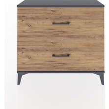 Arges Şifonyer 2 Çekmeceli 88X30X80 Antrasit-Çam