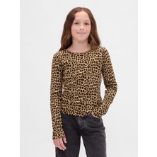 Gap Kız Çocuk Kahverengi Fitilli T-Shirt