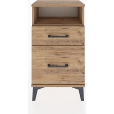 Arges Komodin Tek Raflı 2 Çekmeceli 44X30X80 Çam-Çam