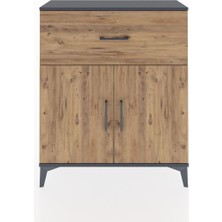 Arges Şifonyer Tek Raflı Tek Çekmeceli 2 Kapaklı 88X30X106 Antrasit-Çam