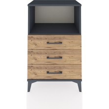 Hyperion Komodin Tek Raflı 3 Çekmeceli 60X44X96 Antrasit-Çam