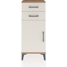 Arges Komodin Tek Raflı 2 Çekmeceli Tek Kapaklı 44X30X106 Çam-Aytaşı