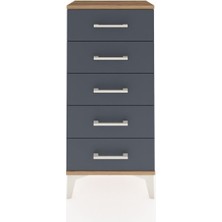 Arges Komodin 5 Çekmeceli 44X30X96 Çam-Antrasit