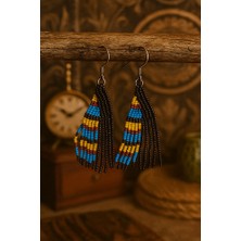 Etnik Desenli Renkli Boncuklu El Yapımı Sallantılı Küpe