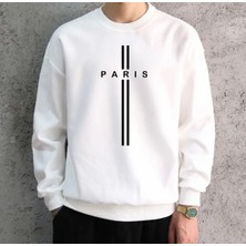 Amor Man Büyük Beden Özel Tasarım Paris Dikey Çift Şerit Baskılı Yeni Trend Oversize Erkek Sweatshırt