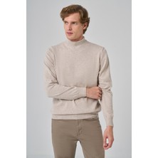  Erkek Bej Basic Yarım Balıkçı Yaka Dynamic Fit Rahat Kesim Triko