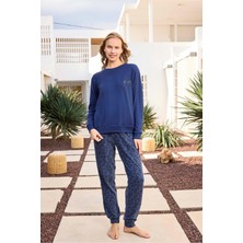 Aydoğan Kadın Asya Termal Leopar Lacivert Pijama Takım 0491