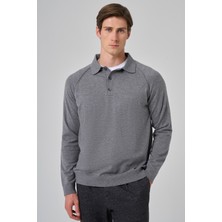  Erkek Gri Trend Core Spun Polo Yaka Dynamic Fit Rahat Kesim Triko