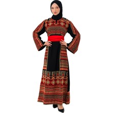 Zaytoon Kadın Elbise – Çift Taraflı İşlemeli Siyah Filistin Nakışlı Elbise