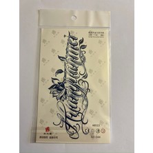 Yazı ve Çiçek 18X11 cm 1 Ay Kalıcı Geçici Dövme Yapıştırma Dövme