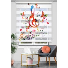  Renkli Nota Müzik Baskılı Zebra Perde - Dijital Baskılı Zebra Stor Perde