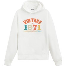 Vintage Hoodie 1971 Doğum Tarihi Baskılı Kapşonlu Unisex Hoodie