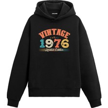 Vintage Hoodie 1976 Doğum Tarihi Baskılı Kapşonlu Unisex Hoodie