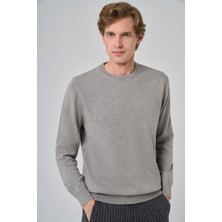  Erkek Gri Basic Bisiklet Yaka Dynamic Fit Rahat Kesim Triko